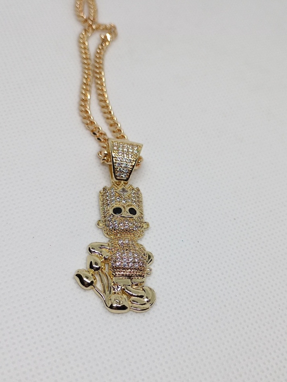 Gold-Tone Crystal Bart Simpson Pendant Necklace - Fashion Jewelry NWOT